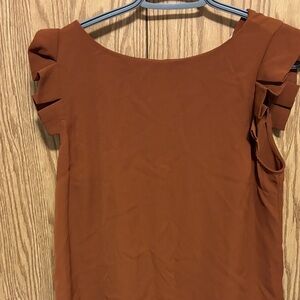 Monteau Rust Ruffle Sleeve Blouse